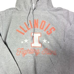 University of Illinois Fighting Illini Hoodie Gray Orange Pullover Small NCAA J5
